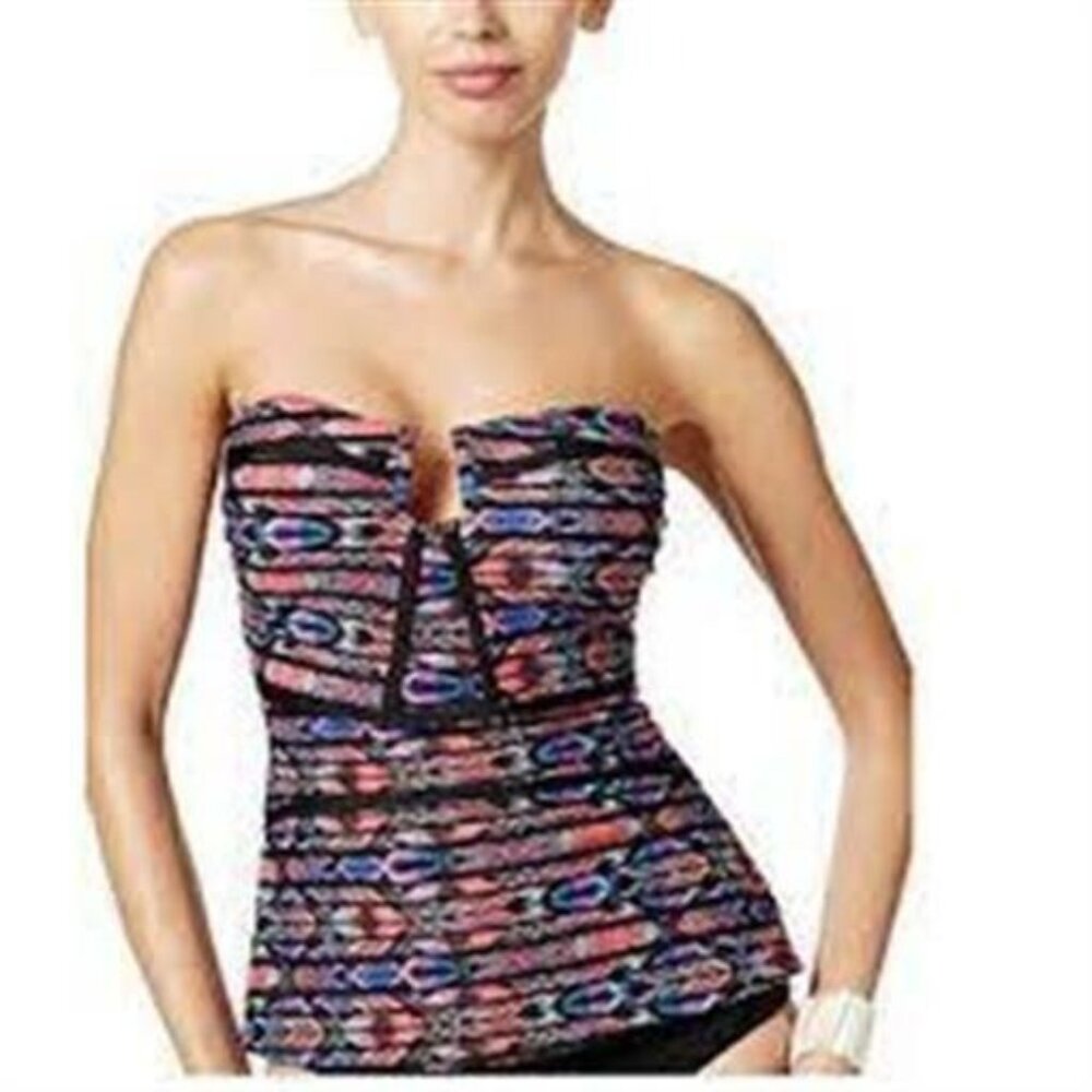 Island Escape 10  Strapless Antigua Bandini Aloha Tankini Swim Top #87212